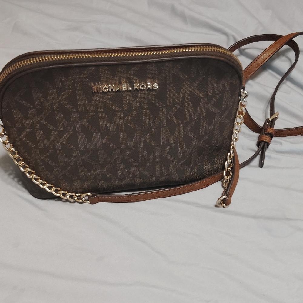 Michael Kors Dark Brown Crossbody Bag with Chain Strap